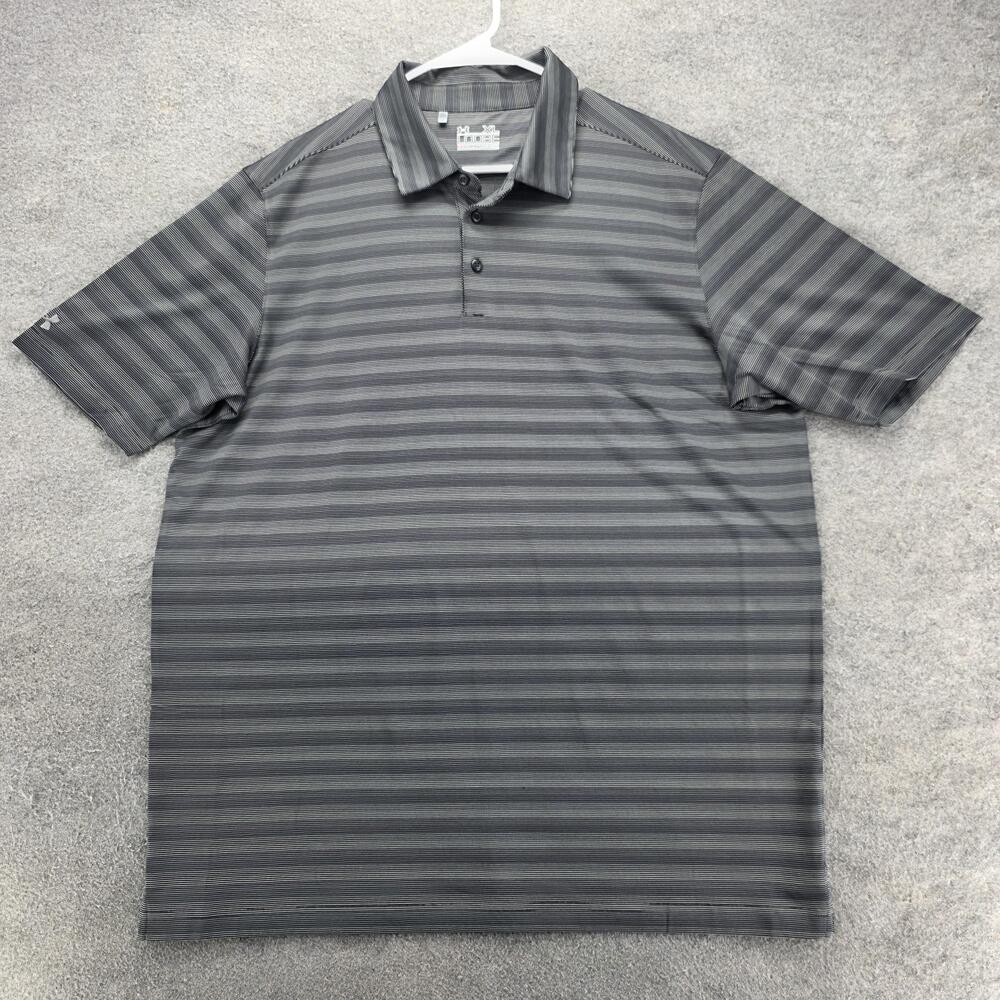 Under Armour Polo Shirt Mens XL Gray Striped HeatGear Golf Moisture Wicking
